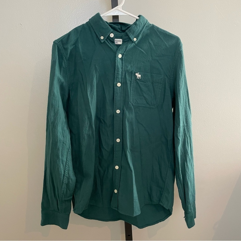 Abercrombie Kids Green Long Sleeve Flannel Button Up Size 15/16